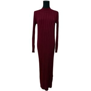 NEW La Maille Sezane Katrina Sweater Dress Merino Wool Ribbed Knit Red Small